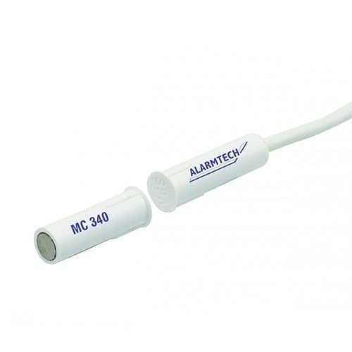 Alarmtech MC 370-S3 High Security Magnetic Contact Set with NC, 2m Cable, Recessed/ Surface Mounting, White